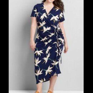 Lane Bryant Women's Plus Floral Ruched Maxi Dress Size 14/16P NWT
